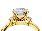 Yellow gold Three-Stone Princess Cut Diamond Solitaire with Prong Setting and Classic Band_75