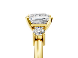 Yellow gold Three-Stone Princess Cut Diamond Solitaire with Prong Setting and Classic Band_76