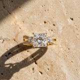 Yellow gold Three-Stone Princess Cut Diamond Twist Band with Prong Setting_16