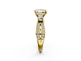 Yellow gold Three-Stone Princess Cut Diamond Twist Band with Prong Setting_67