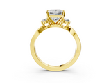 Yellow gold Three-Stone Princess Cut Diamond Twist Band with Prong Setting_68