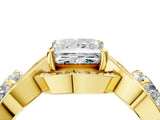Yellow gold Three-Stone Princess Cut Diamond Wave Pave Band with Prong Setting_31