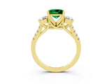 Yellow gold Three-Stone Princess Cut Emerald Pavé Band with Four-Prong Setting_3