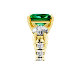 Yellow gold Three-Stone Princess Cut Emerald Pavé Band with Four-Prong Setting_5