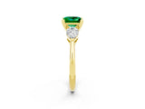 Yellow gold Three-Stone Princess Cut Emerald Ring with Pear Side Stones and Four-Prong Setting_2