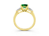 Yellow gold Three-Stone Princess Cut Emerald Ring with Pear Side Stones and Four-Prong Setting_3