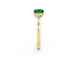 Yellow gold Three-Stone Princess Cut Emerald Ring with Pear  Side Stones in Four-Prong Setting_14