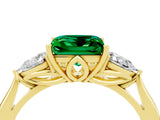 Yellow gold Three-Stone Princess Cut Emerald Ring with Pear  Side Stones in Four-Prong Setting_16
