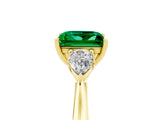 Yellow gold Three-Stone Princess Cut Emerald Ring with Pear  Side Stones in Four-Prong Setting_17