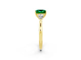 Yellow gold Three-Stone Princess Cut Emerald Ring with Pear  Side Stones in Four-Prong Setting_38