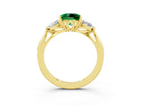 Yellow gold Three-Stone Princess Cut Emerald Ring with Pear  Side Stones in Four-Prong Setting_39