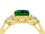 Yellow gold Three-Stone Princess Cut Emerald Ring with Pear  Side Stones in Four-Prong Setting_40