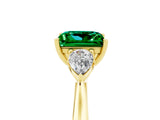 Yellow gold Three-Stone Princess Cut Emerald Ring with Pear  Side Stones in Four-Prong Setting_41