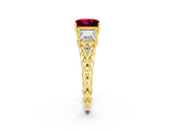 Yellow gold Three-Stone Princess Cut Garnet Braided Band Ring with Four-Prong Setting_38