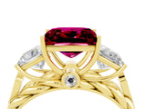 Yellow gold Three-Stone Princess Cut Garnet Braided Band Ring with Four-Prong Setting_40
