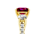 Yellow gold Three-Stone Princess Cut Garnet Pavé Band with Four-Prong Setting_5