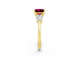 Yellow gold Three-Stone Princess Cut Garnet Ring with Pear Side Stones and Four-Prong Setting_2