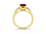 Yellow gold Three-Stone Princess Cut Garnet Ring with Pear Side Stones and Four-Prong Setting_3
