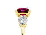 Yellow gold Three-Stone Princess Cut Garnet Ring with Pear Side Stones and Four-Prong Setting_5