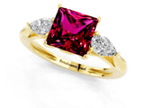 Yellow gold Three-Stone Princess Cut Garnet Ring with Pear  Side Stones in Four-Prong Setting_13