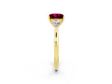 Yellow gold Three-Stone Princess Cut Garnet Ring with Pear  Side Stones in Four-Prong Setting_14