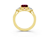 Yellow gold Three-Stone Princess Cut Garnet Ring with Pear  Side Stones in Four-Prong Setting_15