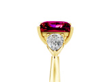 Yellow gold Three-Stone Princess Cut Garnet Ring with Pear  Side Stones in Four-Prong Setting_17