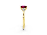 Yellow gold Three-Stone Princess Cut Garnet Ring with Pear  Side Stones in Four-Prong Setting_38