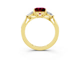 Yellow gold Three-Stone Princess Cut Garnet Ring with Pear  Side Stones in Four-Prong Setting_39