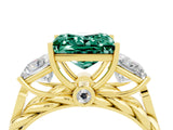 Yellow gold Three-Stone Princess Cut Green Sapphire Braided Band Ring with Four-Prong Setting_16