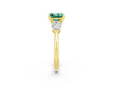 Yellow gold Three-Stone Princess Cut Green Sapphire Ring with Pear Side Stones and Four-Prong Setting_2