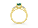 Yellow gold Three-Stone Princess Cut Green Sapphire Ring with Pear Side Stones and Four-Prong Setting_3
