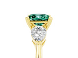 Yellow gold Three-Stone Princess Cut Green Sapphire Ring with Pear Side Stones and Four-Prong Setting_5