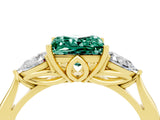 Yellow gold Three-Stone Princess Cut Green Sapphire Ring with Pear  Side Stones in Four-Prong Setting_16