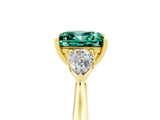 Yellow gold Three-Stone Princess Cut Green Sapphire Ring with Pear  Side Stones in Four-Prong Setting_17