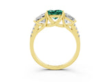 Yellow gold Three-Stone Princess Cut Green Sapphire Ring with Round  Pavé Band and Prong Setting_15