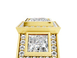 Yellow gold Three-Stone Princess Cut Halo Pavé Diamond Ring_8