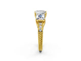 Yellow gold Three-Stone Princess Cut Milgrain Pavé Engagement Ring_17