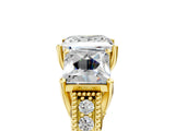 Yellow gold Three-Stone Princess Cut Milgrain Pavé Engagement Ring_20