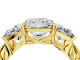 Yellow gold Three-Stone Princess Cut Milgrain Pavé Engagement Ring_7
