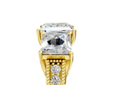 Yellow gold Three-Stone Princess Cut Milgrain Pavé Engagement Ring_8