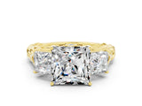Yellow gold Three-Stone Princess Cut Moissanite Braided Band Ring with Four-Prong Setting_45