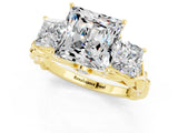 Yellow gold Three-Stone Princess Cut Moissanite Braided Band Ring with Four-Prong Setting_46