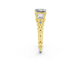 Yellow gold Three-Stone Princess Cut Moissanite Braided Band Ring with Four-Prong Setting_47