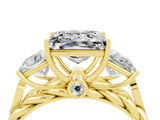 Yellow gold Three-Stone Princess Cut Moissanite Braided Band Ring with Four-Prong Setting_49