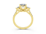 Yellow gold Three-Stone Princess Cut Moissanite Pavé Band with Four-Prong Setting_3