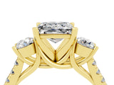 Yellow gold Three-Stone Princess Cut Moissanite Pavé Band with Four-Prong Setting_4