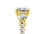 Yellow gold Three-Stone Princess Cut Moissanite Pavé Band with Four-Prong Setting_5