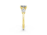 Yellow gold Three-Stone Princess Cut Moissanite Ring with Pear Side Stones and Four-Prong Setting_2