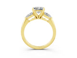 Yellow gold Three-Stone Princess Cut Moissanite Ring with Pear Side Stones and Four-Prong Setting_3